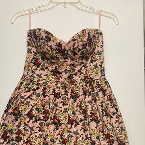 Sans Souci Strapless Floral Dress - Pink and Green